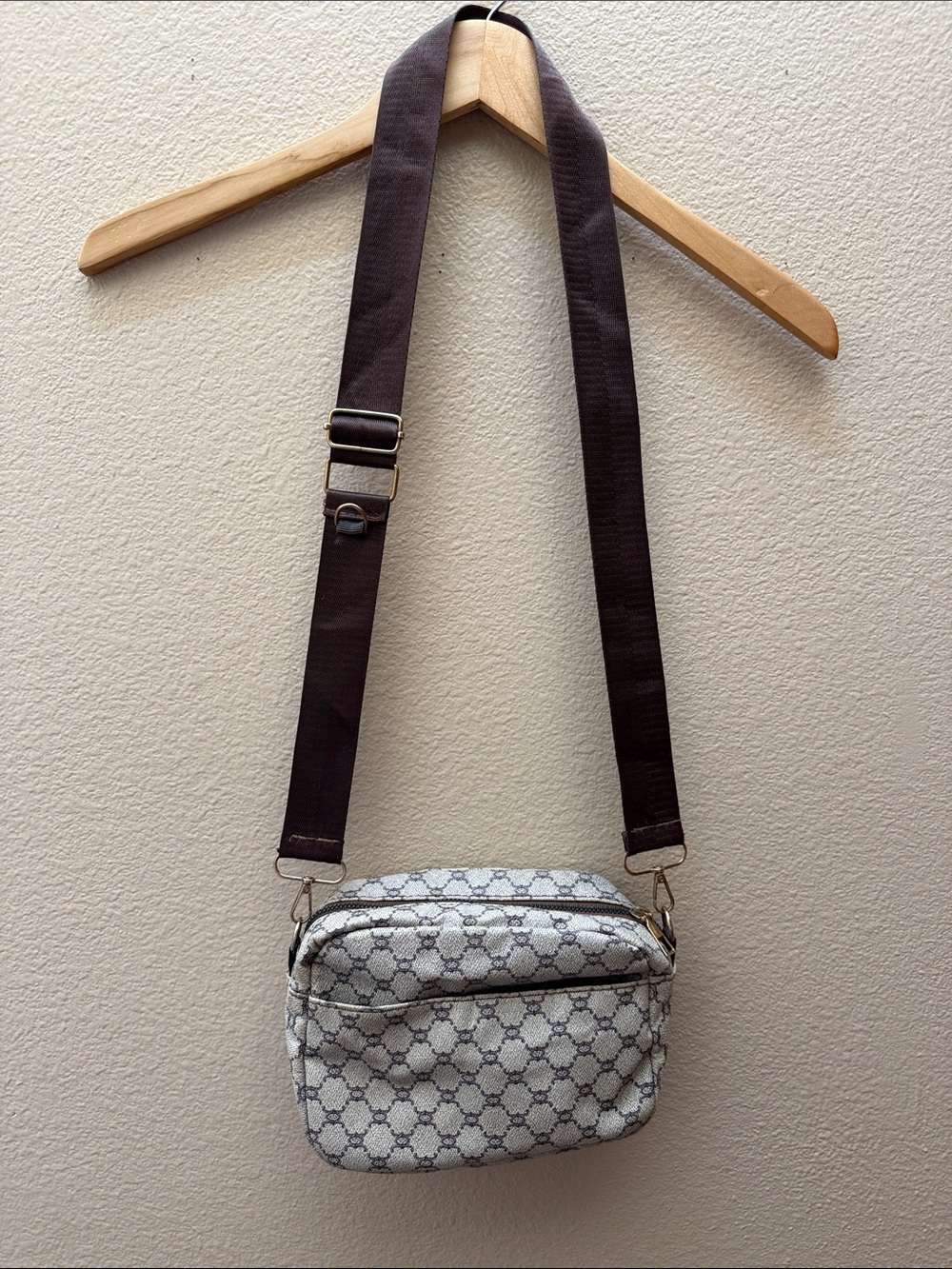 Monogram Pattern Crossbody Bag - Brown/Beige - Fall